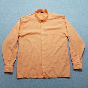 Vakko‎ Shirt Womens XL Orange Button Up Long Sleeve Pocket
